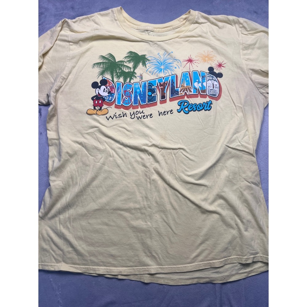 Disney Parks Disneyland Resort Mickey Mouse Graphic T-Shirt Yellow Mens 2XL